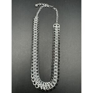 Vintage 1950s West Germany Signed Silver Tone Statement Necklace Eloxal Aluminum